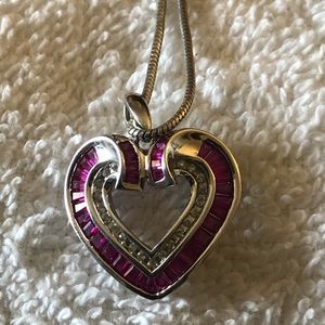 Sterling Ruby And Diamond Pendant